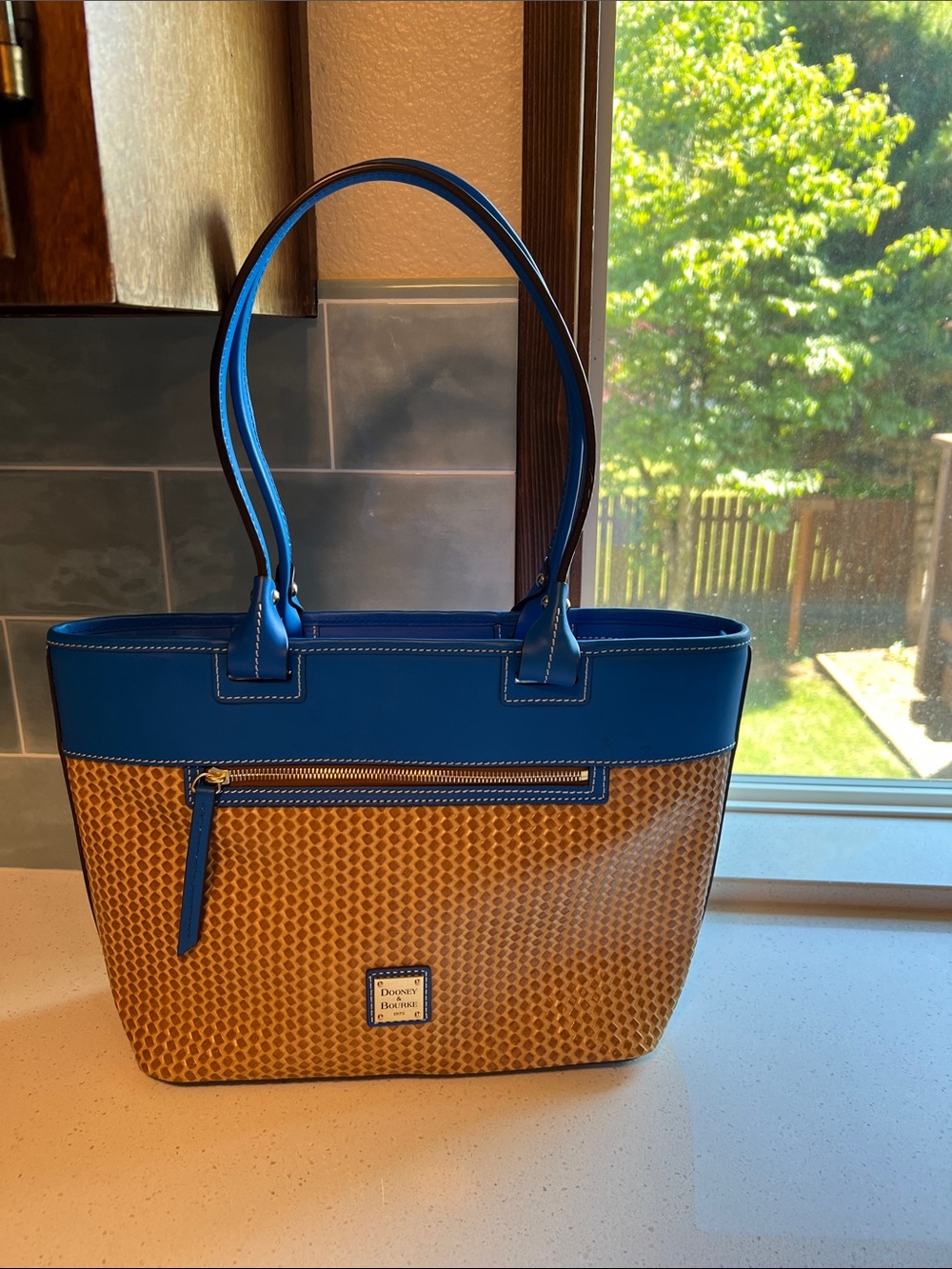 Dooney & Bourke Handbag Purse Beacon Embossed Leather‎ Woven Tote
